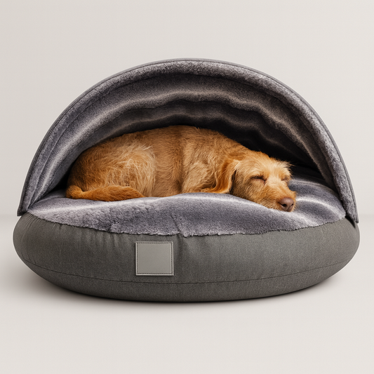 Calming Pet Cave – Hooded Sofa Design, Plush Rounded Shape, Washable Cover, Soft Cushioning
