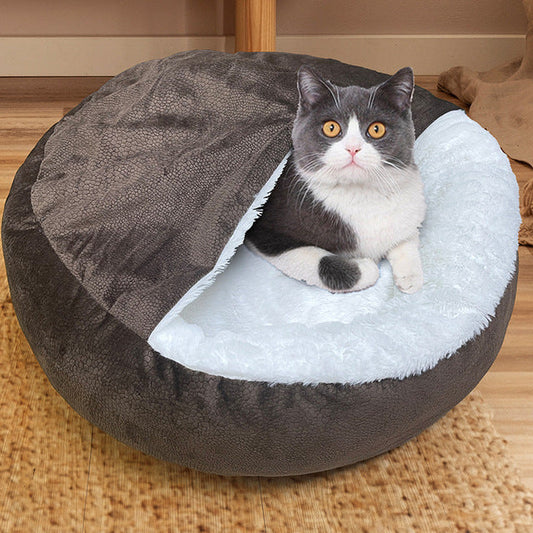 Cosy Pet Nest – Snuggle Blanket Bed for Small Dogs & Cats, Orthopedic Support, Non-Slip Base