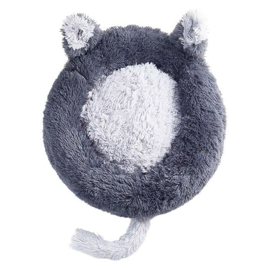 Plush Pet Bed – Cute Ears & Tail Design, Ultra-Soft Fleece, Washable, Anti-Slip Base