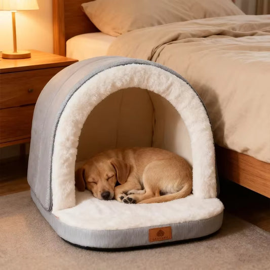 Cave Dog House – Warm Enclosed Cozy Bed for Deep, Calming Sleep