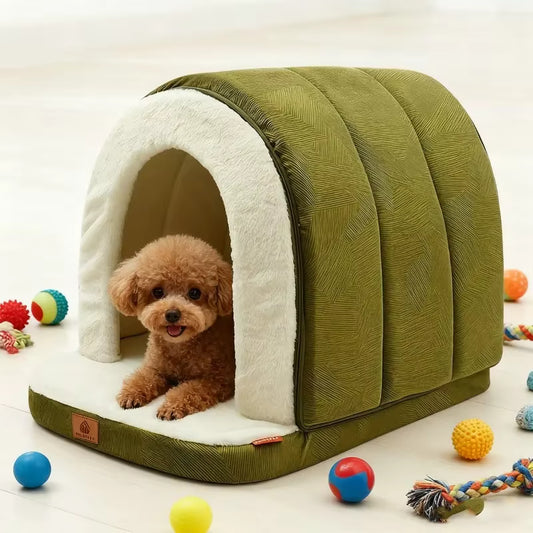 Cave Dog House – Warm Enclosed Cozy Bed for Deep, Calming Sleep