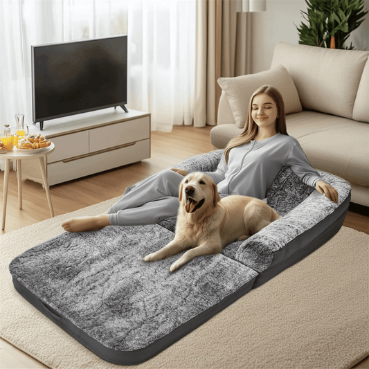 Calming Bolster Lounger – Oversized Plush Bed for Pets & Owners, Foldable, Washable, Waterproof
